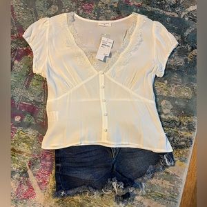 White Lace trim shirt